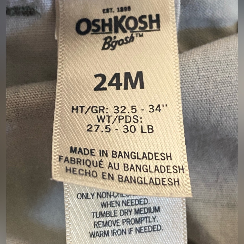 Oshkosh B’Gosh Gray Camo Shorts Overalls Size 24 Months Outdoor Casual - Picture 6 of 6